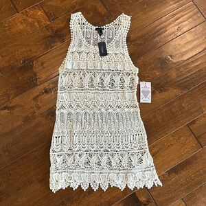 Forever 21 scoop neck crochet dress, size medium, ivory